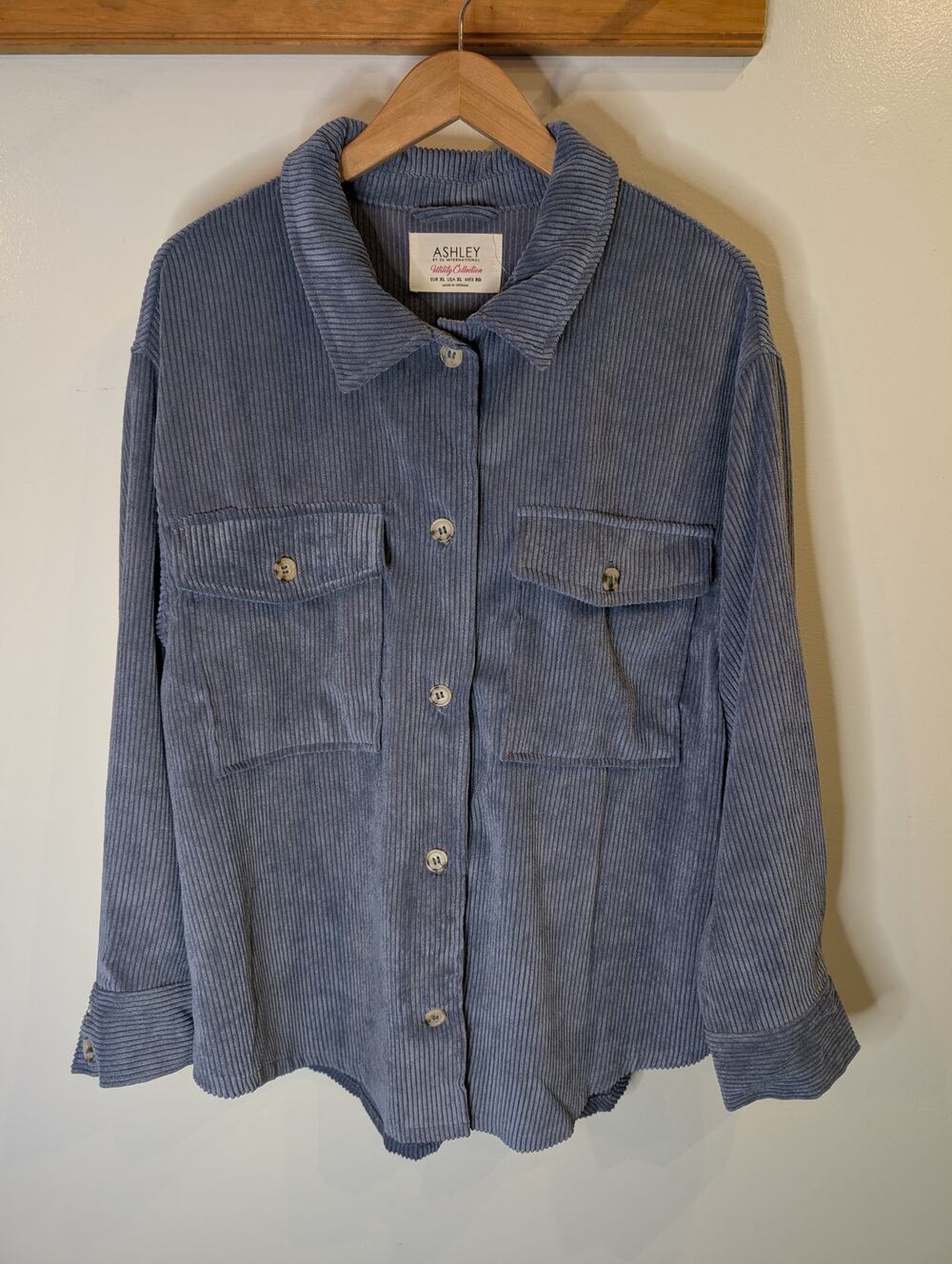 Ashley by 26 International Dusty Blue Corduroy Shacket Shirt Jacket Women's XL